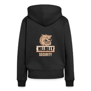 Hillbilly Security - Frauen Premium Bio Hoodie - Schwarz - Hinten - Julia (174cm)