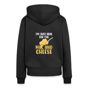 Ich bin nur wegen des Mac & Cheese hier - Frauen Premium Bio Hoodie - Schwarz - Hinten - Julia (174cm)