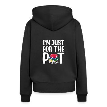Ich bin nur wegen des Potts hier - Frauen Premium Bio Hoodie - Schwarz - Hinten - Julia (174cm)