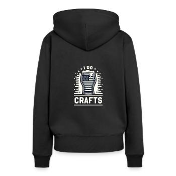Ich mache Kunsthandwerk - Frauen Premium Bio Hoodie - Schwarz - Hinten - Julia (174cm)