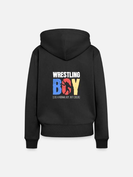Ringender Junge - Frauen Premium Bio Hoodie - Schwarz