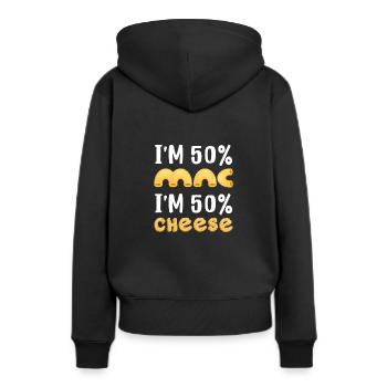Ich bin 50% Mac und 50% Cheese - Frauen Premium Bio Hoodie - Schwarz - Hinten - Julia (174cm)
