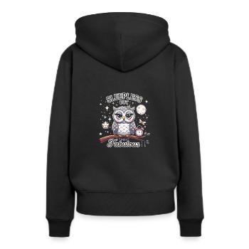 Schlaflos, aber fabelhaft - Frauen Premium Bio Hoodie - Schwarz - Hinten - Julia (174cm)
