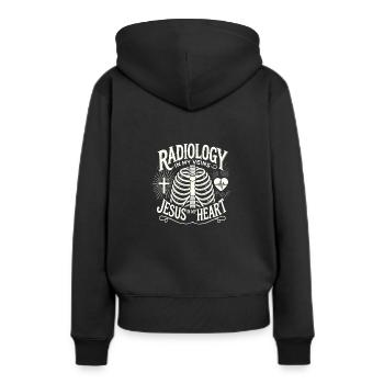 Radiologie in meinen Venen Jesus in meinem Herzen - Frauen Premium Bio Hoodie - Schwarz - Hinten - Julia (174cm)
