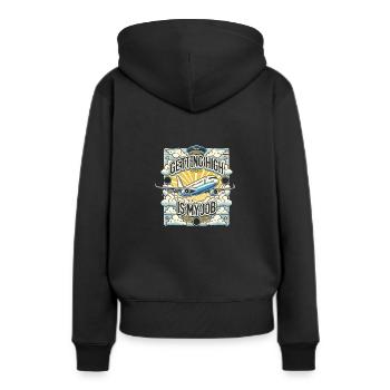 High werden ist mein Job - Frauen Premium Bio Hoodie - Schwarz - Hinten - Julia (174cm)