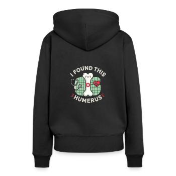 Ich habe diesen Oberarmknochen gefunden - Frauen Premium Bio Hoodie - Schwarz - Hinten - Julia (174cm)