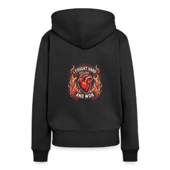 Ich habe hart gekämpft und gewonnen - Frauen Premium Bio Hoodie - Schwarz - Hinten - Julia (174cm)