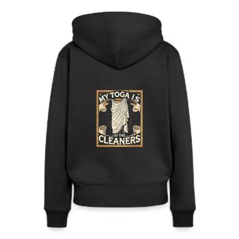 Meine Toga ist in der Reinigung - Frauen Premium Bio Hoodie - Schwarz - Hinten - Julia (174cm)