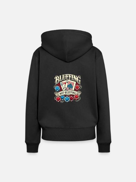 Bluffen oder nicht bluffen - Frauen Premium Bio Hoodie - Schwarz