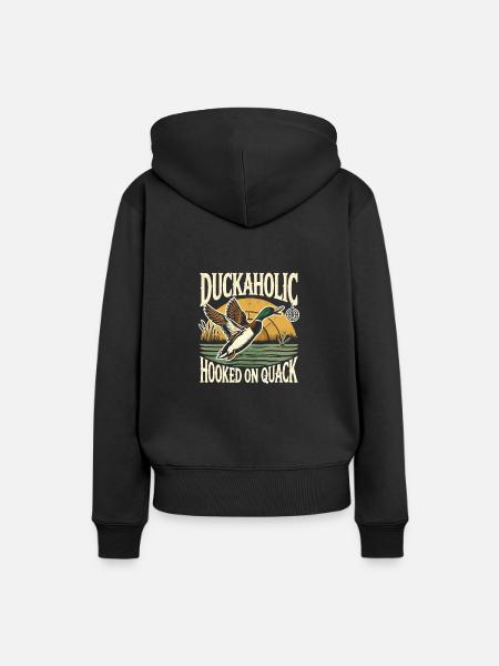Duckaholic Hooked On Quack - Frauen Premium Bio Hoodie - Schwarz
