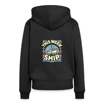 Diese Woche schenke ich kein Schiff - Frauen Premium Bio Hoodie - Schwarz - Hinten - Julia (174cm)