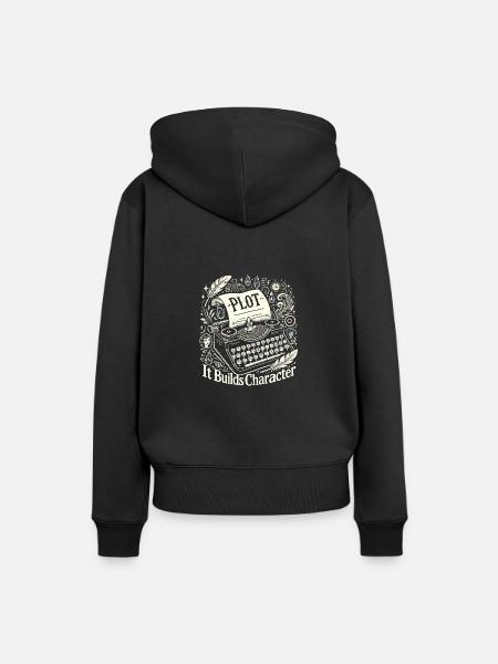 Plot Es baut Charakter auf - Frauen Premium Bio Hoodie - Schwarz