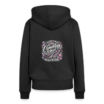 Ich habe die Kosmetikerinnenschule überlebt - Frauen Premium Bio Hoodie - Schwarz - Hinten - Julia (174cm)