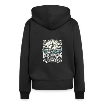 Paddleboarding macht mich nass - Frauen Premium Bio Hoodie - Schwarz - Hinten - Julia (174cm)