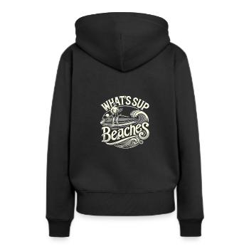 Was ist SUP Strände - Frauen Premium Bio Hoodie - Schwarz - Hinten - Julia (174cm)
