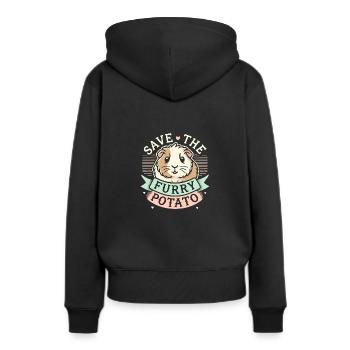 Rettet die pelzige Kartoffel - Frauen Premium Bio Hoodie - Schwarz - Hinten - Julia (174cm)