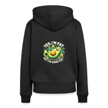 Ja, ich bin fett, aber ich bin gut fett - Frauen Premium Bio Hoodie - Schwarz - Hinten - Julia (174cm)