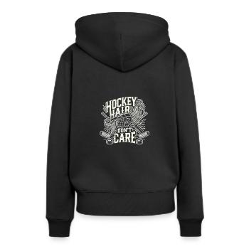 Hockey-Haar ist egal - Frauen Premium Bio Hoodie - Schwarz - Hinten - Julia (174cm)