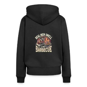 Echte Männer riechen nach Barbecue - Frauen Premium Bio Hoodie - Schwarz - Hinten - Julia (174cm)