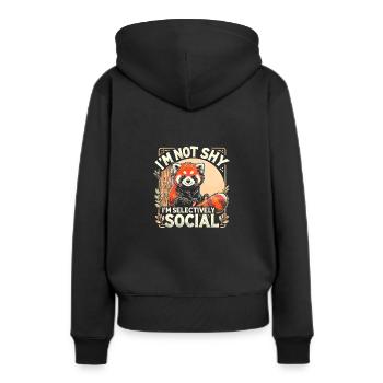 Ich bin nicht schüchtern, ich bin selektiv sozial - Frauen Premium Bio Hoodie - Schwarz - Hinten - Julia (174cm)