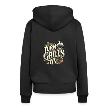 Ich schalte Grills ein - Frauen Premium Bio Hoodie - Schwarz - Hinten - Julia (174cm)