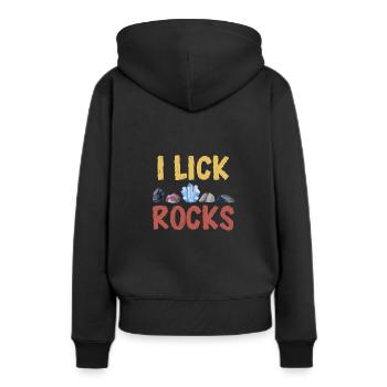 Ich lecke Felsen - Frauen Premium Bio Hoodie - Schwarz - Hinten - Julia (174cm)