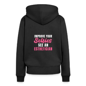 Verbessern Sie Ihre Selfies bei einer Kosmetikerin - Frauen Premium Bio Hoodie - Schwarz - Hinten - Julia (174cm)