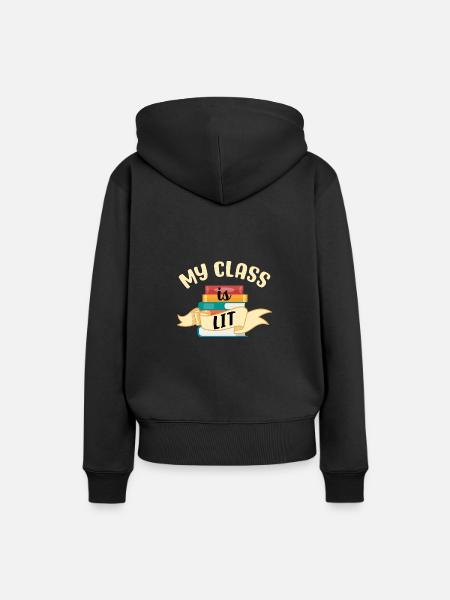 Meine Klasse ist Literatur - Frauen Premium Bio Hoodie - Schwarz