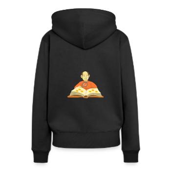 Münzsammler liest sein Album - Frauen Premium Bio Hoodie - Schwarz - Hinten - Julia (174cm)