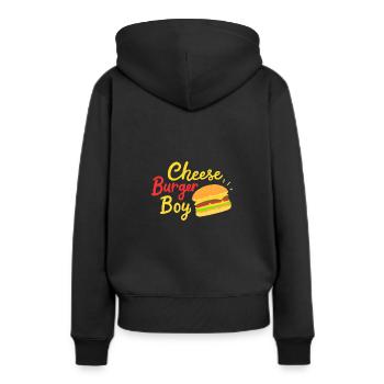 Cheeseburger Boy - Frauen Premium Bio Hoodie - Schwarz - Hinten - Julia (174cm)
