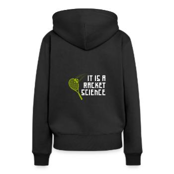Das ist Racket Science - Frauen Premium Bio Hoodie - Schwarz - Hinten - Julia (174cm)