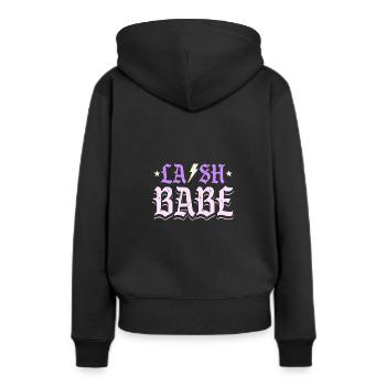 Wimpern-Babe - Frauen Premium Bio Hoodie - Schwarz - Hinten - Julia (174cm)