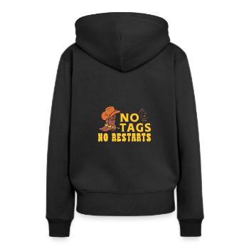 Keine Tags Keine Neustarts - Frauen Premium Bio Hoodie - Schwarz - Hinten - Julia (174cm)