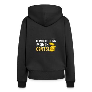Münzsammeln macht Cents - Frauen Premium Bio Hoodie - Schwarz - Hinten - Julia (174cm)