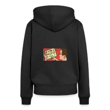 Münzsammler liest sein Album - Frauen Premium Bio Hoodie - Schwarz - Hinten - Julia (174cm)