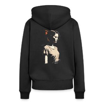 Perdu dans l’instant - Sweat à capuche Premium bio Femme - noir - Dos - Julia (174cm)