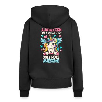 Tante, Tante, Licorne - Sweat à capuche Premium bio Femme - noir - Dos - Julia (174cm)