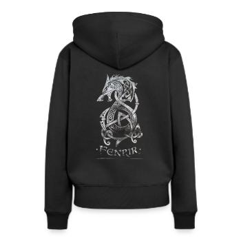 Fenrir Wolf - Design Walhalla à l’ancienne - Sweat à capuche Premium bio Femme - noir - Dos - Julia (174cm)