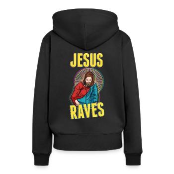 Jésus s’extasie EDM Techno Rave parti de fer - Sweat à capuche Premium bio Femme - noir - Dos - Julia (174cm)