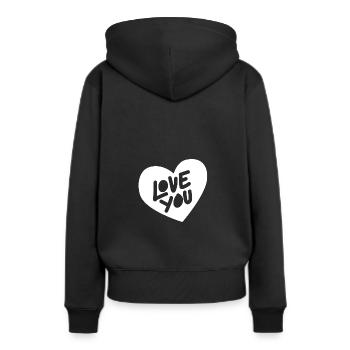Herz mit Lieb dich Geschenk Geschenkidee - Frauen Premium Bio Hoodie - Schwarz - Hinten - Julia (174cm)