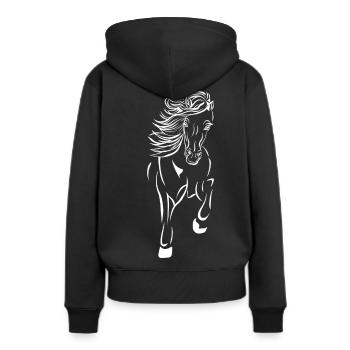 Icelandic pony from the front in tölt - Women’s Premium Organic Hoodie - black - Back - Julia (174cm)