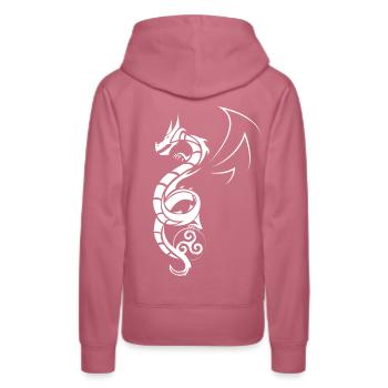 Dragon tribal - Sweat à capuche Premium bio Femme - mauve - Dos - Isabella (175cm)