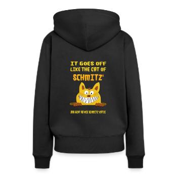 It goes off like the cat of Schmitz. Schmitz Katze - Frauen Premium Bio Hoodie - Schwarz - Hinten - Julia (174cm)