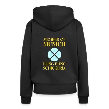 Membre de Munich Bling Bling Schickeria - Sweat à capuche Premium bio Femme - noir - Dos - Julia (174cm)