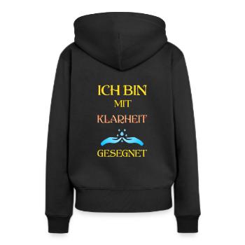 Ich bin mit Klarheit gesegnet - Frauen Premium Bio Hoodie - Schwarz - Hinten - Julia (174cm)