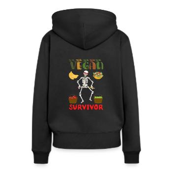 Fruits et légumes squelettes végétaliens survivants – Satire - Sweat à capuche Premium bio Femme - noir - Dos - Julia (174cm)