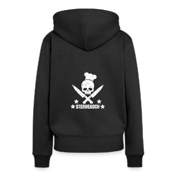 Skull als Sternekoch - Frauen Premium Bio Hoodie - Schwarz - Hinten - Julia (174cm)