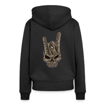 Cornes de diable | Heavy Metal Hand Gesture Musique - Sweat à capuche Premium bio Femme - noir - Dos - Julia (174cm)