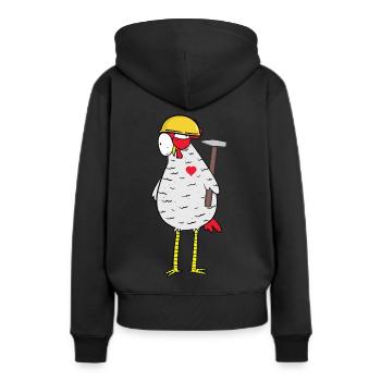 Handwerker Huhn Hammer Herz Baustelle Berufe Job - Frauen Premium Bio Hoodie - Schwarz - Hinten - Julia (174cm)