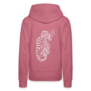 japanischer Tiger lustige Illustration Geschenk - Frauen Premium Bio Hoodie - Malve - Hinten - Isabella (175cm)
